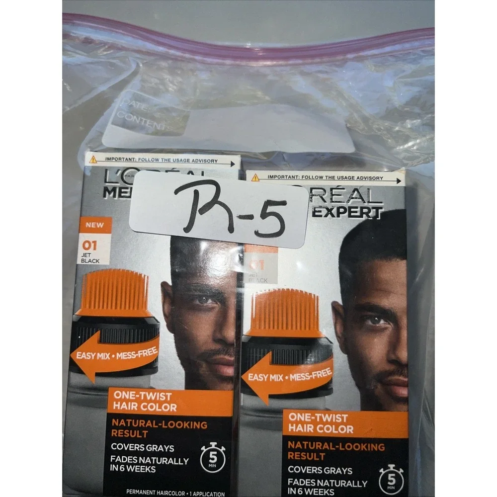 Lot of 2 L'Oreal Men‎ Expert One Twist Mess Free 5 Min Hair Color # 01 Jet Black